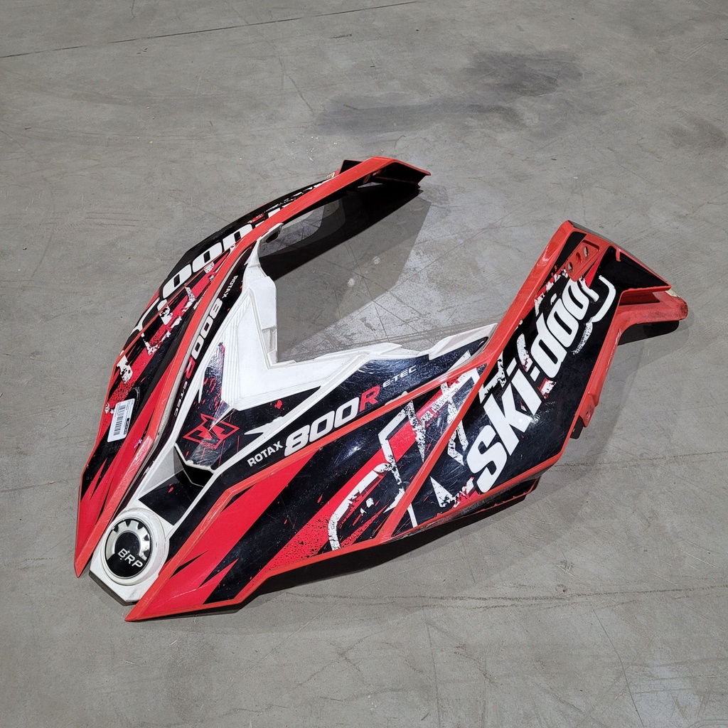 white, center hood model-red-red